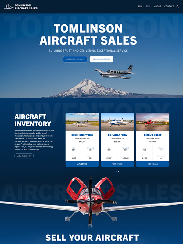 Tomlinson Aircraft Sales Website