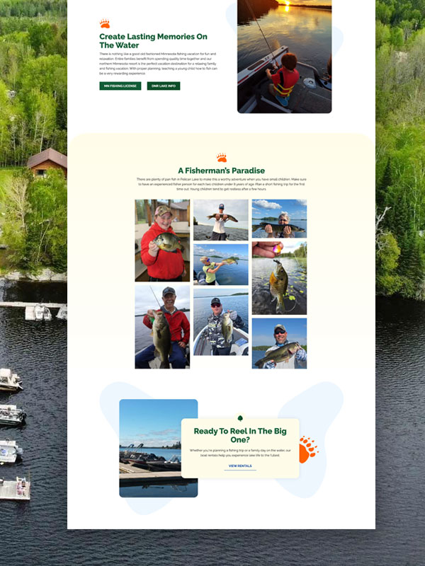 Minnesota fishing resort website with angler photo gallery