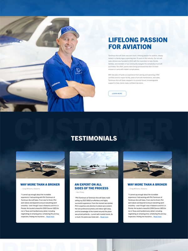 Tomlinson Aircraft Sales Website