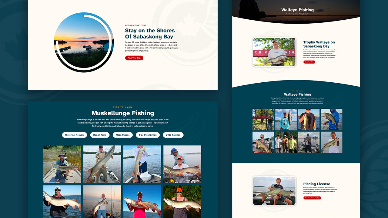 Red Wing Lodge fishing resort website design showcase
