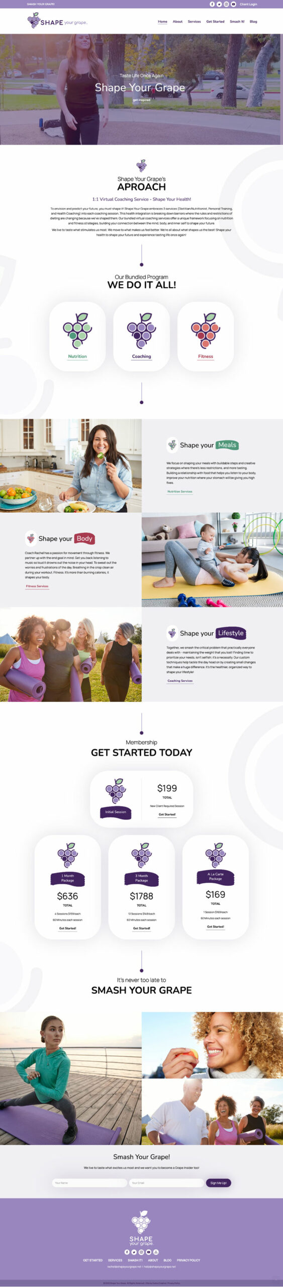 Shape Your Grape Health Website Design