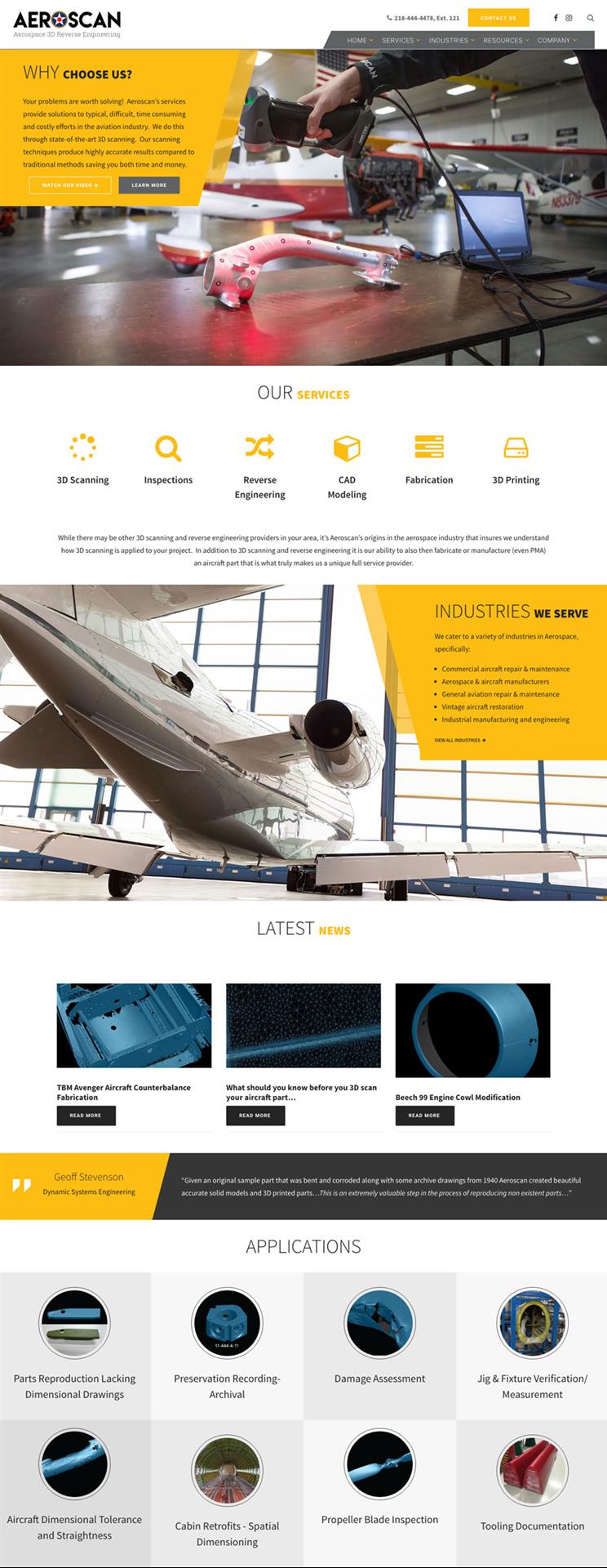 Aeroscan aerospace 3D scanning and services overview.