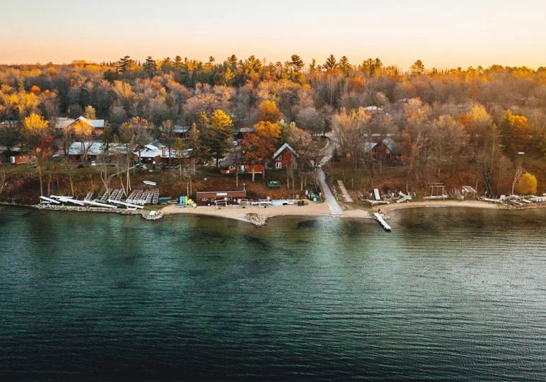 an aerial autumn view of Kohl's resort
