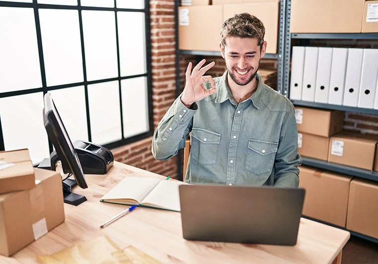 Small Business Owner at his computer
