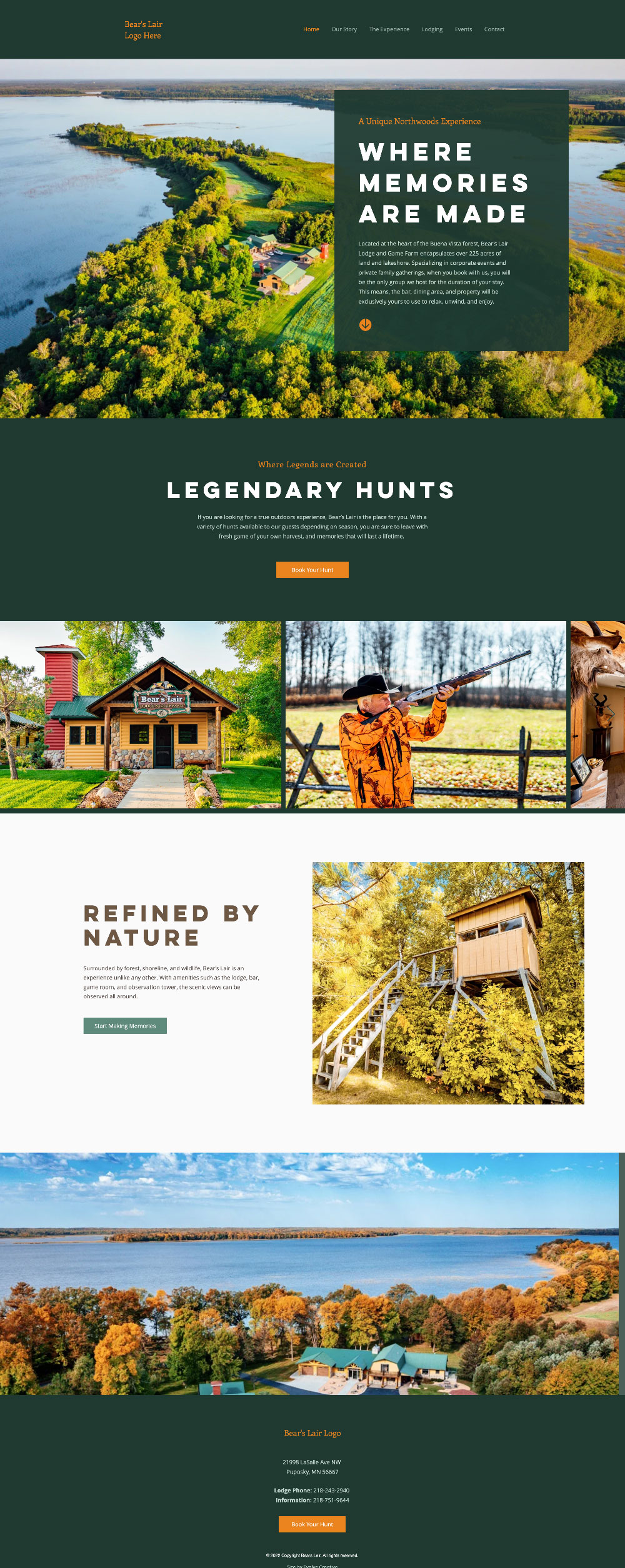 hunting resort website design