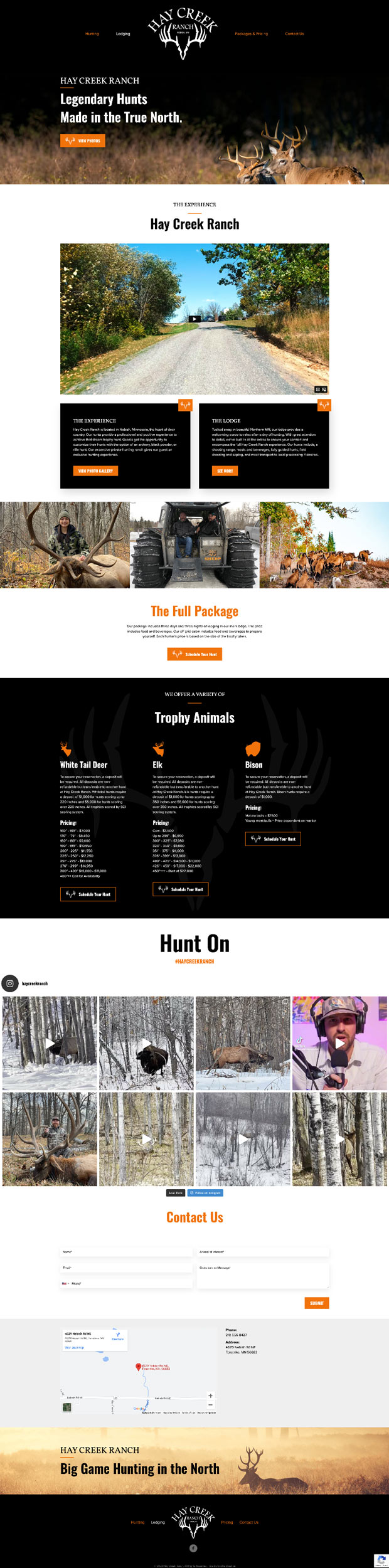 haycreek ranch hunting website design