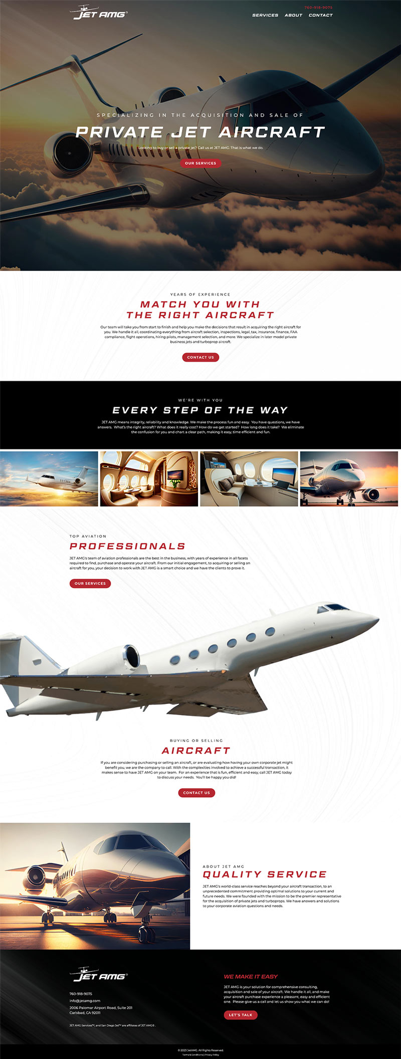 Jet AMG landing page design