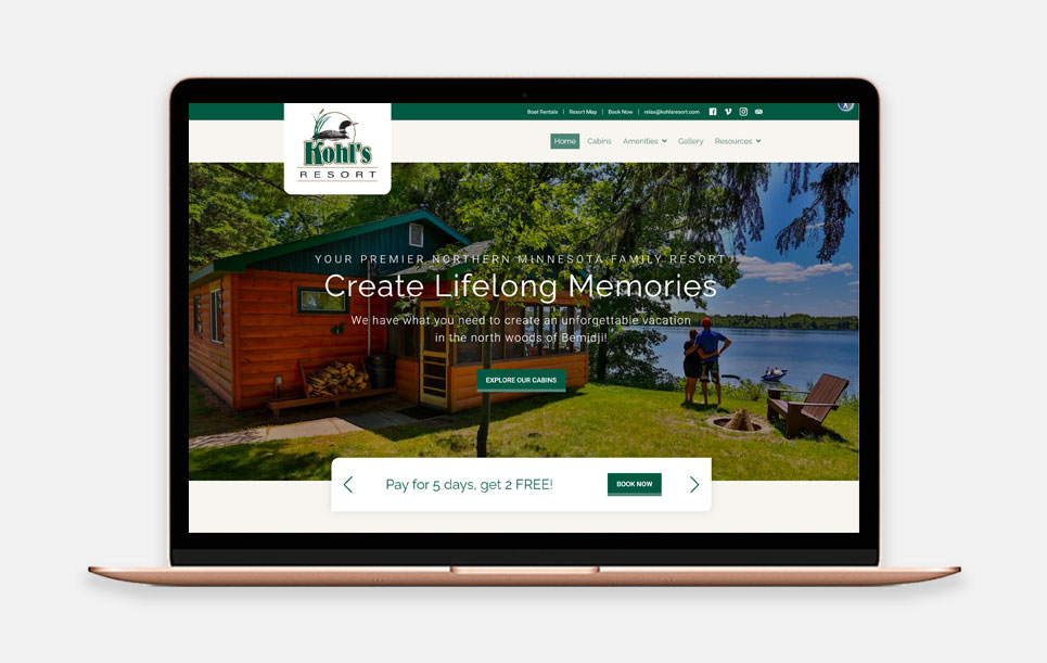 Kohls resort website design