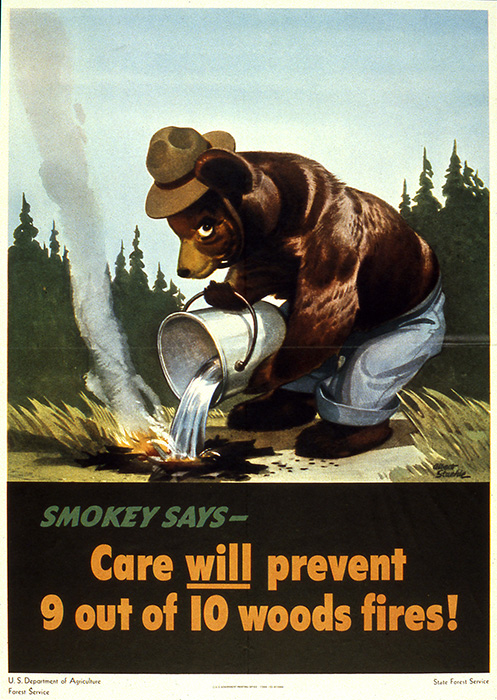 1 Smokey TheBear Advertising Glass Marble 